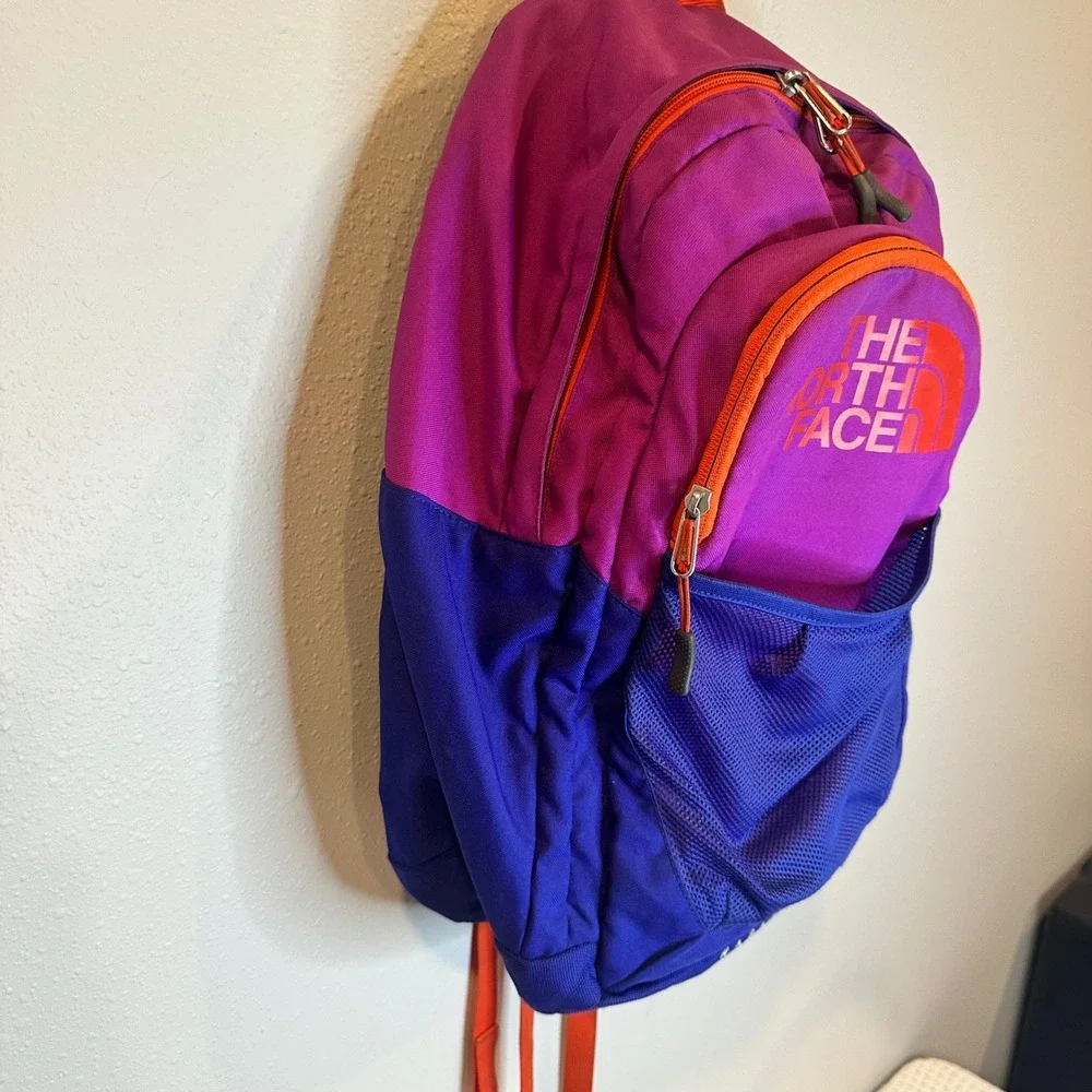 The North Face Wasatch Backpack Kid Purple Blue Logo Hiking School Sporty Travel - Picture 5 of 12